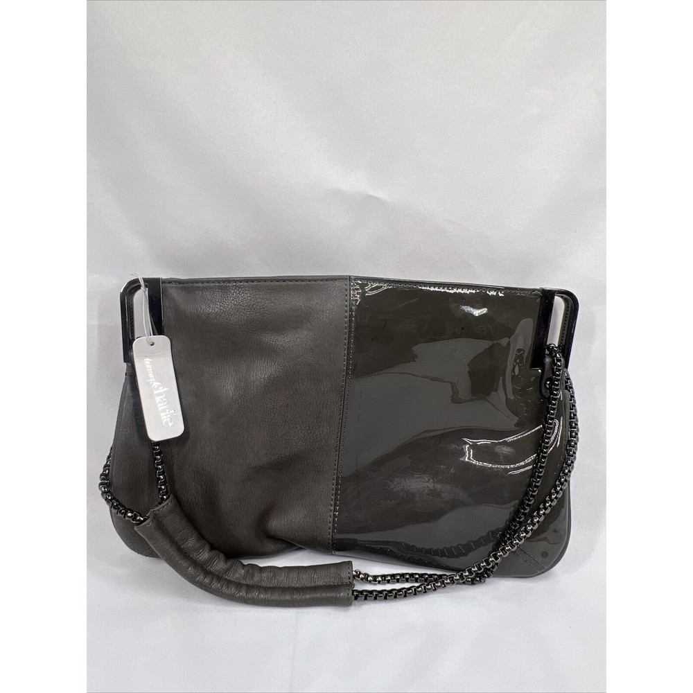 Charming Charlie Off Black Grey￼ Purse Shoulder Bag Chain Strap Double Zippers